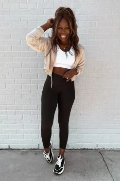 Mono B Step Aside Cropped Athletic Jacket - Taupe