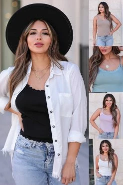 Blu Pepper Sleeveless Tops Pure And Simple Scalloped Camis