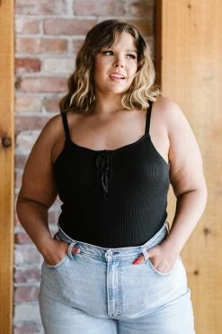 Trendsi Laced-Up Luxe Ribbed Bodysuit