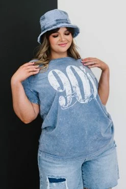 Trendsi Fresh From LA 90's Graphic Tee - Blue