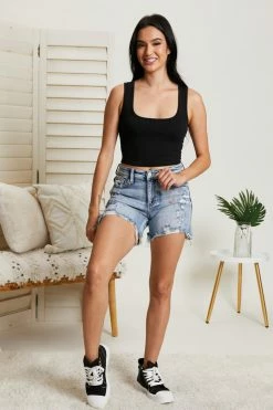 Trendsi 1XL Judy Blue Phoebe Rainbow Paint Splash Shorts