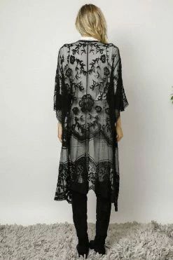 Davi & Dani Boho Sheer Lace Duster Kimono