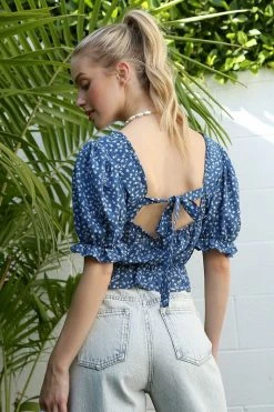 Lilou SS Puff Sleeve Top With Tie Back Fresh From LA 16 Lilou SS Puff Sleeve Top With Tie Back Fresh From LA