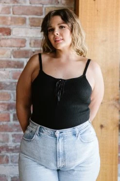 Trendsi Laced-Up Luxe Ribbed Bodysuit