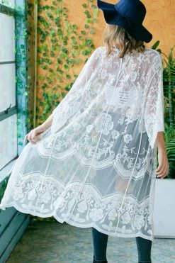 Davi & Dani Boho Sheer Lace Duster Kimono