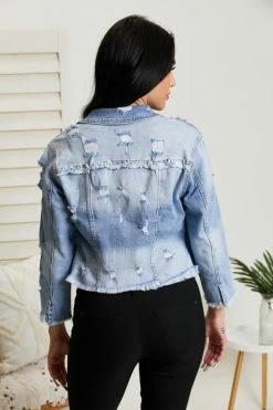 Trendsi Cello Riding Shotgun Distressed Denim Jacket Fresh From LA