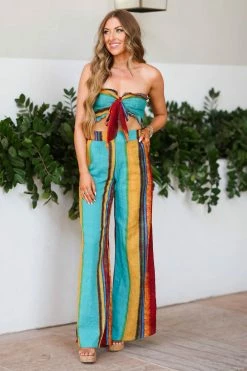 DD Miami Nights Smocked Top And Pants - Teal