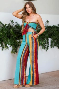 DD Miami Nights Smocked Top And Pants - Teal